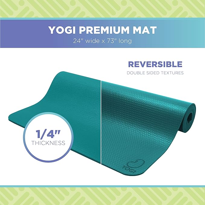 Bean Products Yogi Premium Yoga Mat | Closed Cell, Non-Skid, Slip Resistant, Double Sided | 4mm Thick (73” L x 24” W) Extra-Long | Non-toxic, SGS Certified | Earth-Friendly Exercise Gym Mat