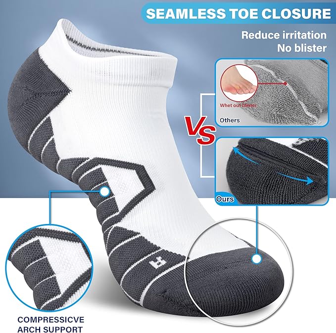 Hylaea Athletic Running Socks Cushion Padded Moisture Wicking Low Cut