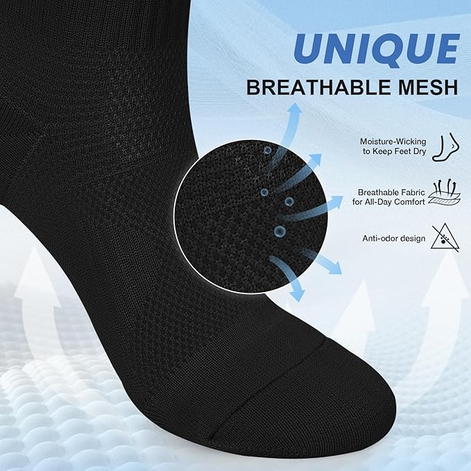 DHSO 7 Pairs Cushioned Ankle Compression Socks for Women Plantar Fasciitis Running Wicking Socks with Arch Support