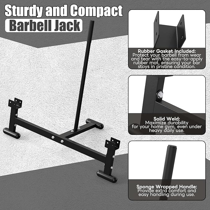 Heavy Duty Barbell Weight Changer – Iron Weight Lifting Stand, 1984 lbs Capacity, 42.5" x 10" x 18", Includes Soft Rubber Pads for Protection Barbell Jack