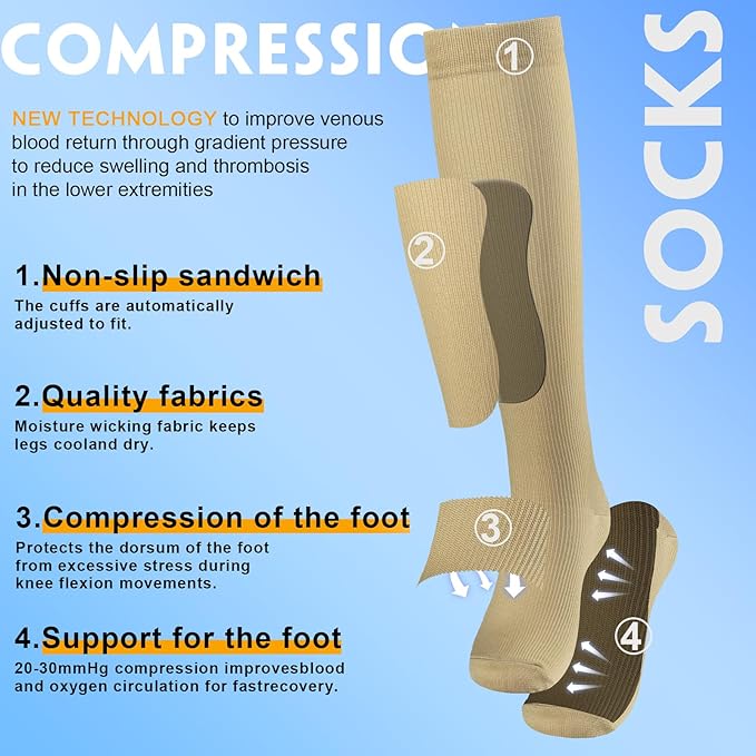 bropite Halloween Compression Socks for Women & Men-Pumpkin Ghost 6 Pairs 20-30mmhg Support Running Nurse Travel