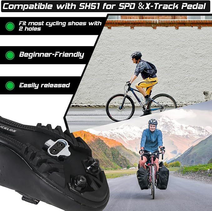 BUCKLOS SPD Pedals PD-M680 Mountain Bike Clip in SPD Flat Combo Dual Sided Pedals - Road Bike MTB Clipless Sealed Bearing Bicycle Clips Pedal Compatible with Shimano SPD Cleats (Black…