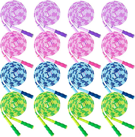 16 Pack Jump Ropes for Adults Kids, 9.2 Feet Adjustable Length Free Segmented Skipping Rope Bulk Soft Beaded Jumping Ropes for Women Men Exercise Training Workout Weight Loss