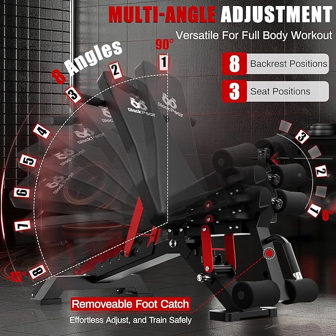 Adjustable Weight Bench - Foldable Workout Bench for Home Gym, PRO Heavy Duty 1300lb Capacity Full Body Strength Training with 8-Level Incline/Flat/Decline Positions & Space-Saving