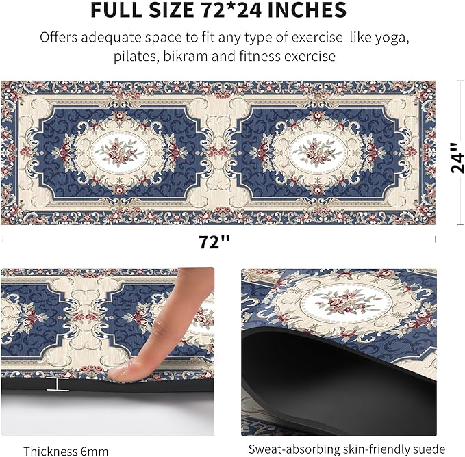 nuveti Yoga Mat Print Extra Thick TPE Non Slip Fitness Exercise Mat with Carrying Bag,72"x24" Extra Thick 6MM Exercise & Workout Mat for Yoga, Pilates Fitness and Floor Exercises