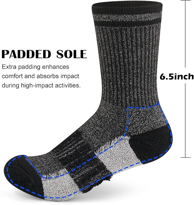 Gonii Women Socks Hiking Running Thick Cushion Athletic Crew Socks 5-Pair