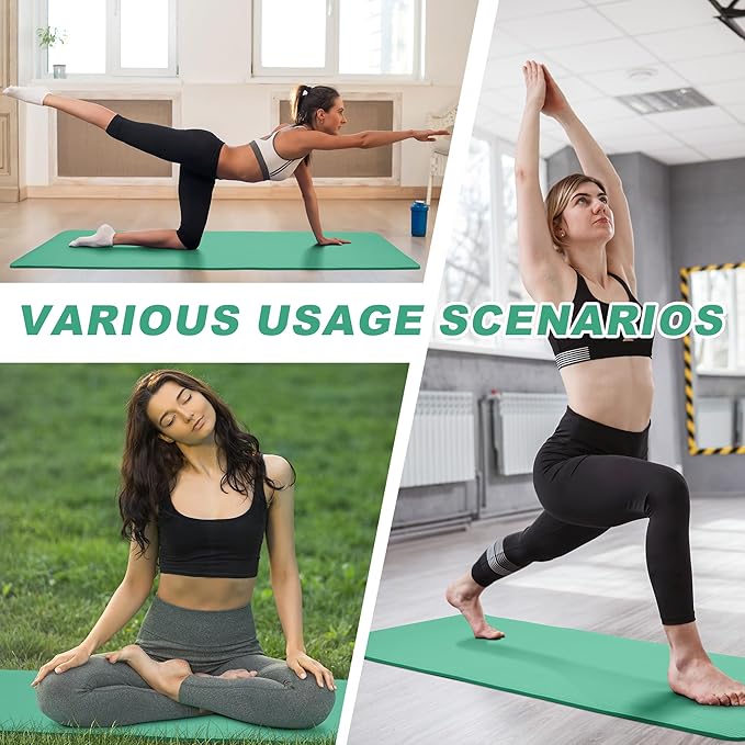 Quality Exercise Yoga Mat, 1/2-Inch Thick High-Density Foam for Full-body workout, Anti-Tear and non-slip Surface, Includes Carry Strap for Home & Studio Workouts,Multiple Options