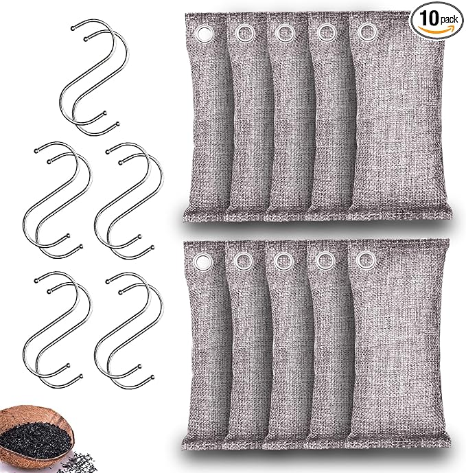 Activated Charcoal Odor Absorber, Odor Eliminator for Strong Odor,Coconut Shell Charcoal Air Purifying Bags for Home Car Closet Pet, Smoke Room Deodorizer