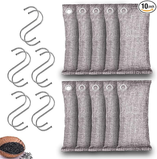 Activated Charcoal Odor Absorber, Odor Eliminator for Strong Odor,Coconut Shell Charcoal Air Purifying Bags for Home Car Closet Pet, Smoke Room Deodorizer