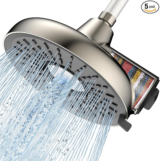 Filtered Shower Head- 8 Inches High Pressure Fixed Rain Showerhead with Filter - filtro para ducha de baño (Blushed Nickel)