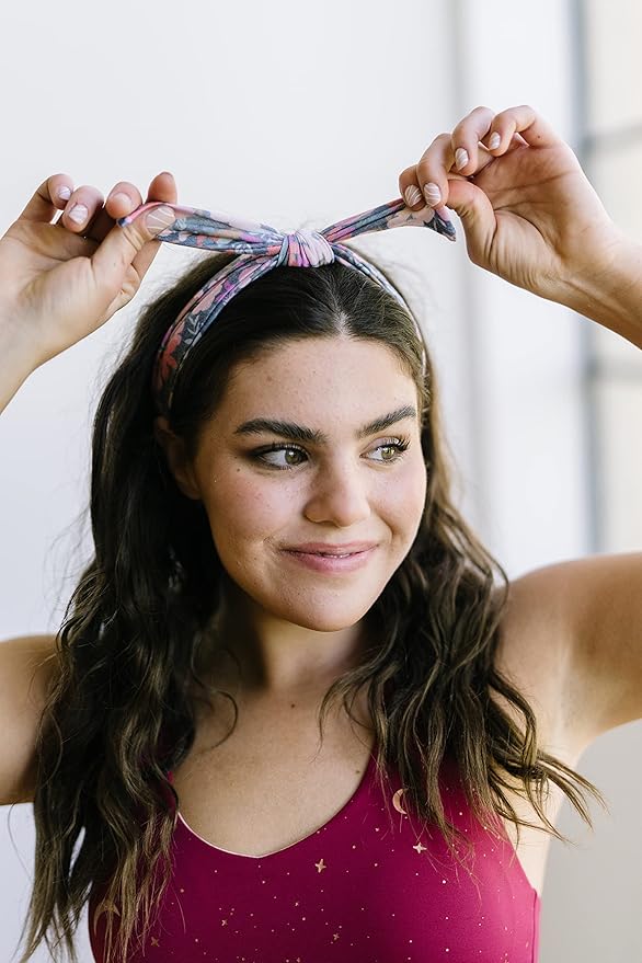 Maven Thread Women's Bow Workout Headbands – 2-Pack Non-Slip, Sweat-Wicking Hairbands for Yoga, Running, Gym, and Exercise (Luna Collection)