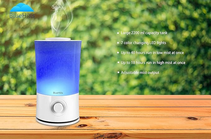 BlueHills Premium 2000 ML XL Large Essential Oil Diffuser Aromatherapy Humidifier for Large Room Home 40 Hour Run Huge Coverage Area 2 Liter Extra Large Capacity Huge Diffuser High Mist White E001