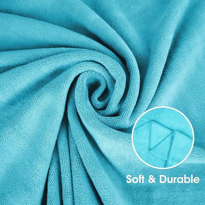 JML Towels, Large Microfiber Bath Towels Set, Pack of 4, 27" x 55", Soft, Super Absorbent, Fast Drying for Swimming, Pool, Fitness, Sport, Yoga - Sky Blue