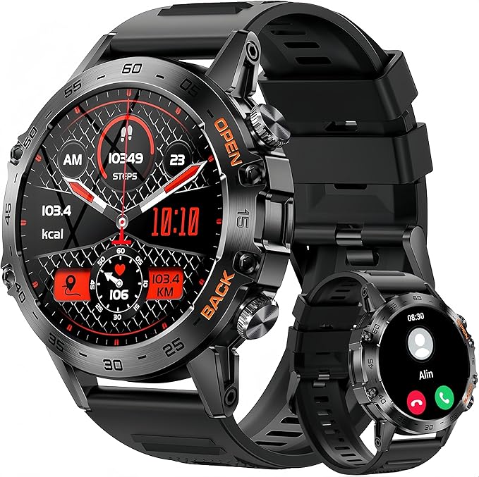 Smart Watch for Men Fitness Tracker(Answer/Dial Call) Bluetooth Call 1.39''HD Military Smartwatch Fitness Watch for Android iOS Outdoor Waterproof Tactical Watches with Heart Rate SPo2 Monitor