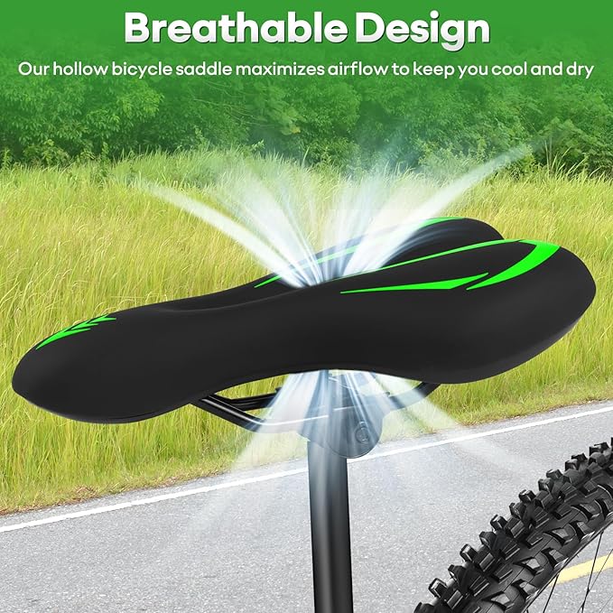 New Gel Bike Seat for Men & Women, Mjkeomo Waterproof Bicycle Seat Breathable Mountain Bike Saddle Gel Bicycle Saddle for MTB, BMX, Road Bike, City Bikes, Exercise Bikes