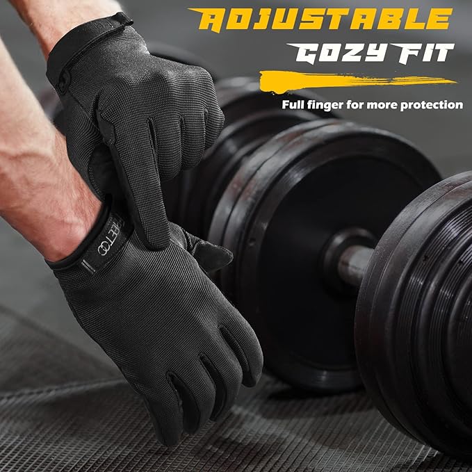 FREETOO Full-Finger Workout Gloves for Men, Padded Gym Gloves with Excellent Grip and Palm Protection