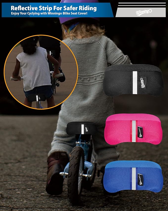 Gel Kids Bike Seat Cushion Cover, Anti-Slip Child Bike Seat Cover Comfortable Adjustable Small Bicycle Saddle Pad, 9'' X 6''