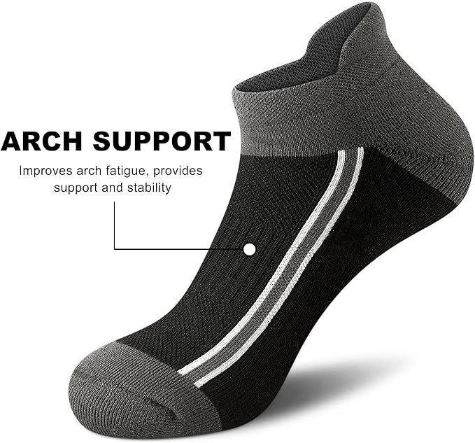 Gonii Men's Running Athletic Ankle Socks - Thick Cushioned Low Cut Socks (5 Pairs)