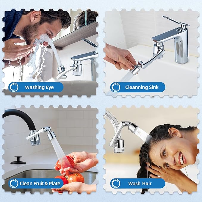 CECEFIN Water-Filter for Sink-Faucet Extender-Aerator - 9pcs Cartridges Reduce Chlorine for Bathroom/Kitchen Skin Face Eye Wash,Brass Faucet Mount Purifier System,1080°Rotating 2-Mode Swivel Aerator