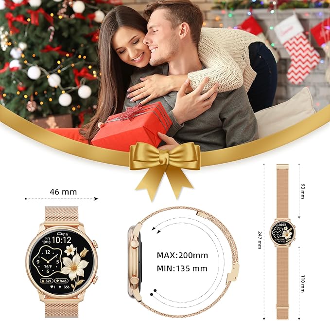 Hwagol Smart Watches for Women Android Phones iPhone Compatible(Bluetooth Call),1.39'' Round Sports Watch Fitness Tracker Heart Rate/SpO2/Sleep Monitor,Pedometer