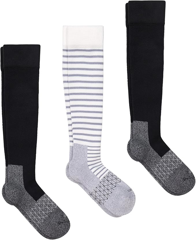 Hanes Women's Over-the-Calf Socks w/ Mild Graduated Compression, Absolute Wellness Non-Binding Cushioned Socks, 3-Pack