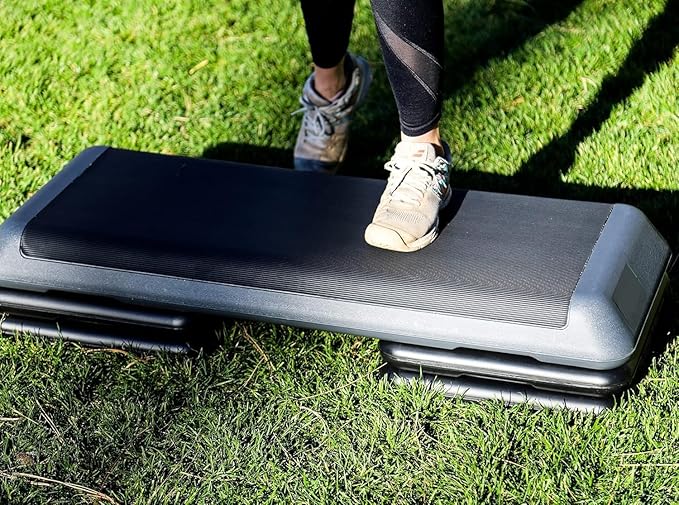 ZENY 43'' Exercise Aerobic Step Platform, Adjustable Fitness Stepper with 4 Stackable Risers, Aerobics Stepper Workout Stepper for Home Gym Cardio Strength & Training