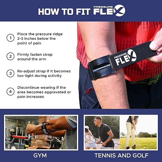 Tennis Elbow Brace for Men - Golfers Elbow Brace for Men, Forearm Compression Tendonitis Relief Arm Band, Adjustable Strap with Pressure Ridge Bar, Forearm Support Strap for Quick Recovery