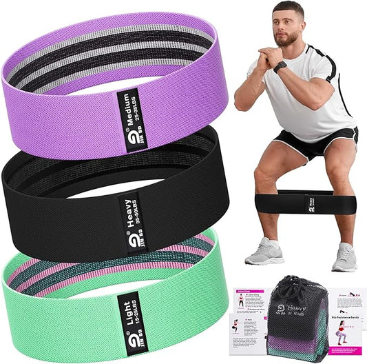 Fabric Resistance Bands Set – Booty Bands for Legs & Glutes, 3 Resistance Levels, Non-Slip Workout Bands for Women & Men, Ideal for Yoga, Pilates, Fitness, and Home Workouts