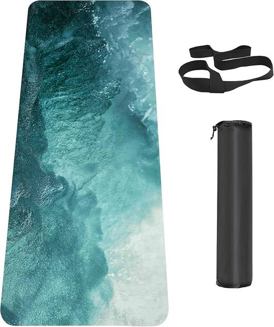 Non Slip Yoga Mat TPE Workout Mat for Men Women, Thick Workout Mat with Carrying Strap, Fitness Mats for Exercise, Yoga, Fitness, Pilates, Floor Workouts (72" x 24" x 6mm)