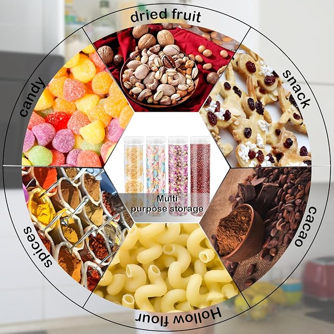 Nsmykhg Round Cracker Containers,8 Pack Saltine Cracker Storage Plastic Cracker Keeper Airtight Cracker Container Spaghetti Container,Spaghetti Container Clear Cylinder Cookie Holder for Food Storage