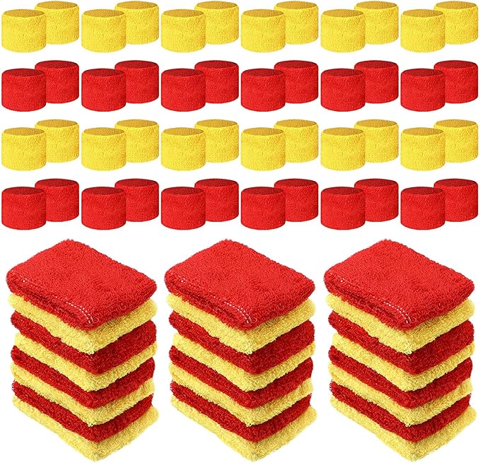 Leyndo 72 Pcs Wrist Sweatbands Bulk for Kids Field Day Cotton Terry Sweat Bands Sports Fan Wristbands Kids for Summer Camp Student Football Team Competition Party