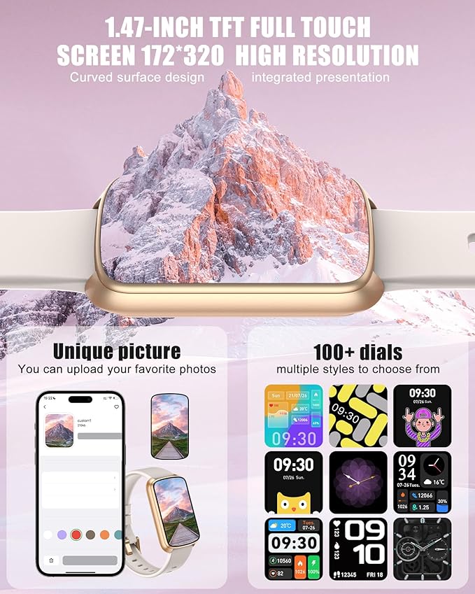 Fitness Tracker, Smart Watch for Women Men with 24/7 Heart Rate/Blood Pressure/Blood Oxygen Monitor,Sleep Tracker,Step & Calorie Counter, IP68 Waterproof Fitness Watches Compatible with Android&iPhone