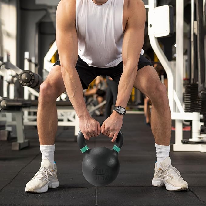 Cast Iron Kettlebell Weights for Home Gym, Heavy Duty Strength Training, Workout Equipment for HIIT, Functional Fitness