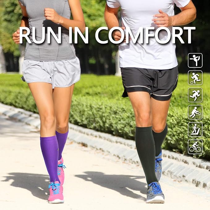 NEWZILL Medical Compression Socks for Women & Men Circulation 20-30 mmHg, Best Support for Running Athletic Cycling Nursing Travel Work and Fitness