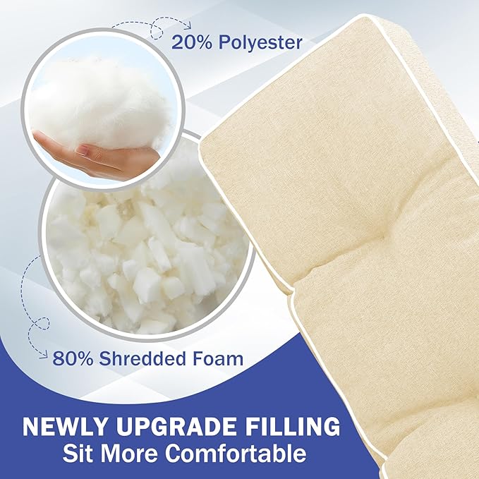 Bench Cushions for Outdoor Furniture, 36 x 14 Inch Outdoor Bench Cushion, Patio Bench Cushion with Durable Ties, Long Patio Seat Cushions for Garden, Indoor, Kitchen&Dining, Beige