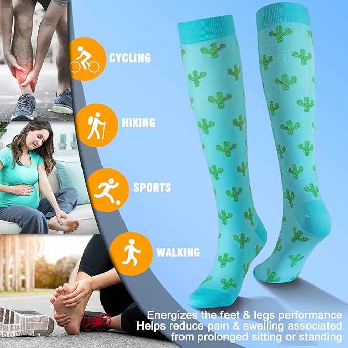 bropite Halloween Compression Socks for Women & Men-Pumpkin Ghost 6 Pairs 20-30mmhg Support Running Nurse Travel