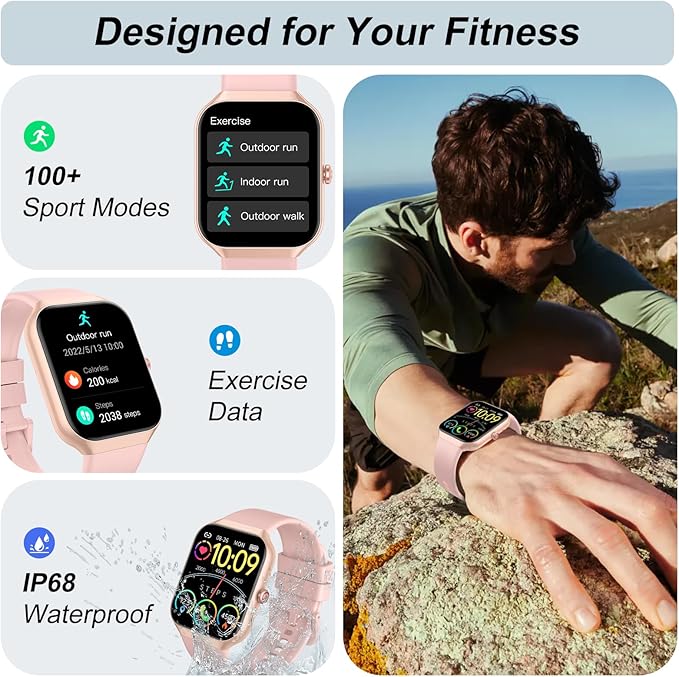 Smart Watch, Smartwatch for Men Women 110 Sport Modes Fitness Watch, Smart Watches with Sleep Heart Rate Monitor, Pedometer, IP68 Waterproof for iOS Android