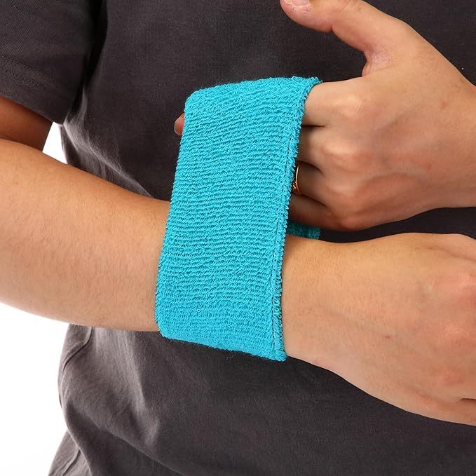 12 Pack Sweatbands Sports Wristband Cotton Sweat Band for Men and Women, Good for Tennis, Basketball, Running, Gym, Working Out