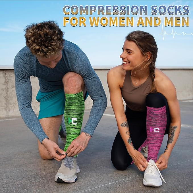 Graduated Copper Compression Socks for Men & Women Circulation 8 Pairs 15-20mmHg - Best for Running Athletic Cycling