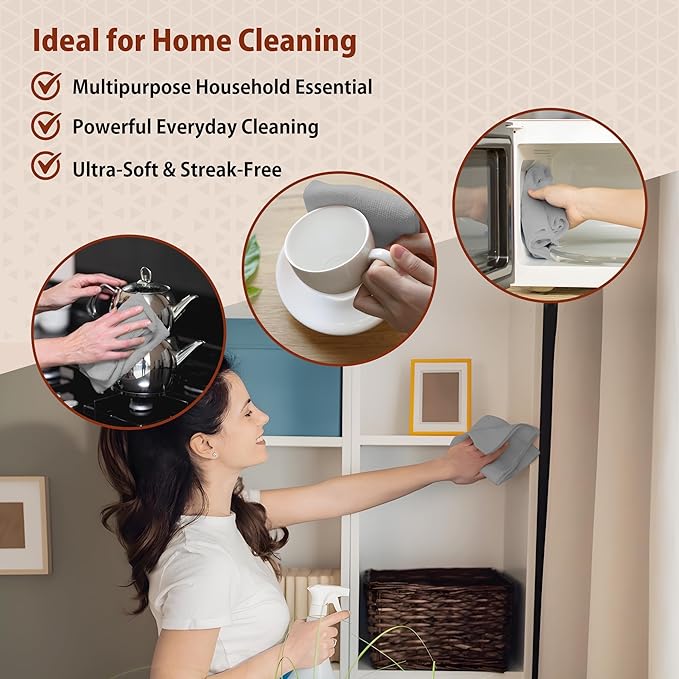 H4N Microfiber Cleaning Cloth Roll, 85 Pack Micro Fiber Cloth for Cleaning, Tear Away Towels, Ultra Absorbent, Non-Abrasive, Reusable and Washable Cleaning Supplies, 11.81" x 11.81", Gray