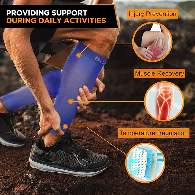 Doc Miller Compression Calf Sleeve for Men & Women, Premium Medical Grade, 15-20mmHg Graduated Support for Running, Calf Tear, Shin Splints, Knee High, Calf Sleeves, 1 Pair