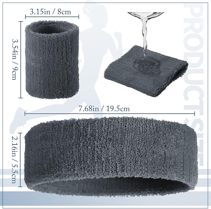 Civaner 12 Pcs 80s 90s Sweatbands Neon Headbands Wristbands for Men Women Party Sports Cotton Headbands Terry Cloth Athletic Sweat Bands for Tennis Football Gym Workingout Accessories