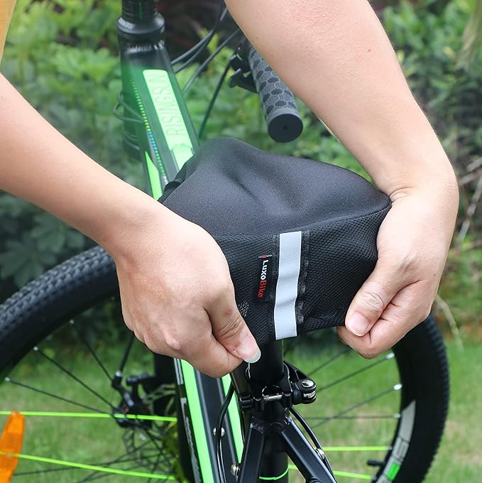 Exercise Bike Seat Cushion Cover – Padded Gel Bike Seat Covers Bicycle Saddle Pad for Women and Men – Comfort Extra Soft – Great for Indoor Cycling Class and Stationary Bikes Spin Bike