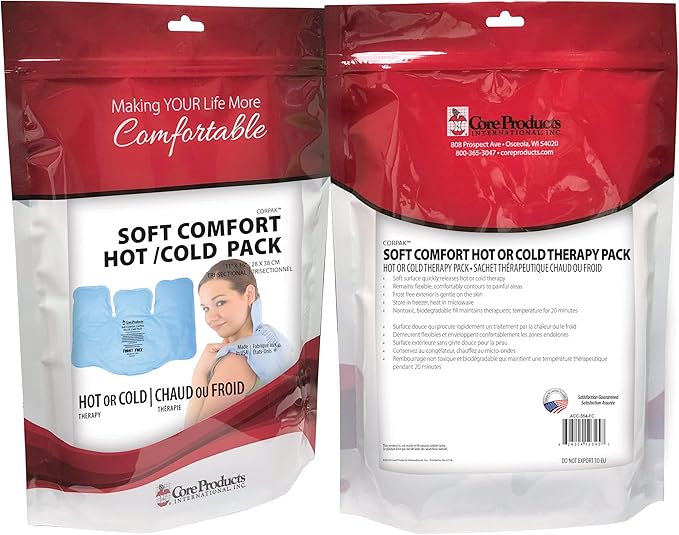 Core Products Soft Comfort CorPak – Reusable Hot & Cold Therapy Pack, Ice Pack for Injuries, No-Frost Compress for Muscle, Back & Joint Pain Relief – 11" x 15", Made in USA