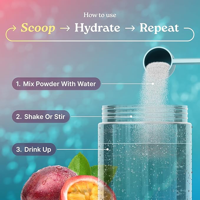 Electrolyte Powder Drink Mix | Sugar Free, Passionfruit, 30 Servings | High Potassium, Magnesium | Keto Friendly, Non-GMO | Hydration Powder