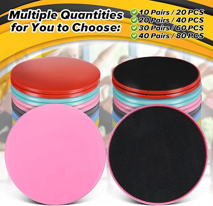 20 pcs Core Sliders Bulk Exercise Glider Discs Gifts for Group Training Classes Fitness Slider Workout Dual Sided AB Pads for HIIT Gym Carpet Hardwood Floor