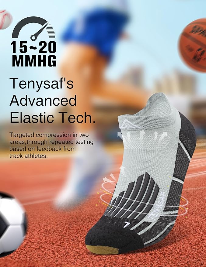 Compression Athletic Running Socks: Men Women's Low Cut Ankle Socks for Sport Enthusiasts Hiking Cycling Basketball