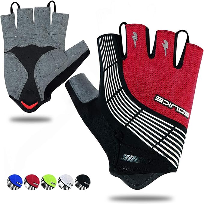 Souke Sports Cycling Bike Gloves - Padded Half Finger Bicycle Gloves with Shock-Absorbing, Anti-Slip, Breathable MTB & Road Biking Features for Men & Women