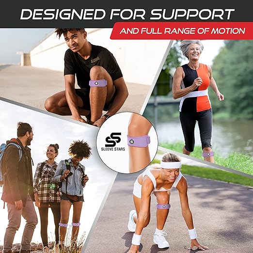 Sleeve Stars Swedish Brand Patellar Tendon Support Strap for Women & Men Effective Osgood Schlatter Knee Brace Youth & Kids Knee Brace with 3 Adjustable Length fits 12"-24" (Pair/Light Purple/Adult)