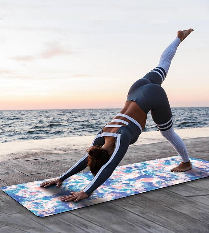 Non Slip Yoga Mat TPE Workout Mat for Men Women, Thick Workout Mat with Carrying Strap, Fitness Mats for Exercise, Yoga, Fitness, Pilates, Floor Workouts (72" x 24" x 6mm)